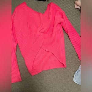 Hot pink Montrez bow tie sweater, size small